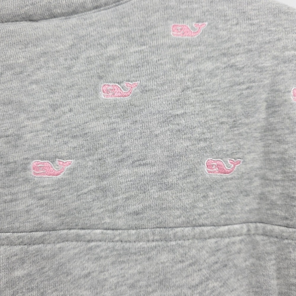 VINEYARD VINES PINK WHALES SHEP 1/4 ZIP SWEATSHIRT WOMENS XL GRAY PULLOVER BEACH - Picture 8 of 13